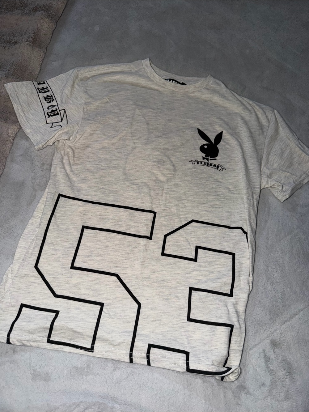 PLAYBOY Off-White Graphic Short Sleeve Tee with Black Accents